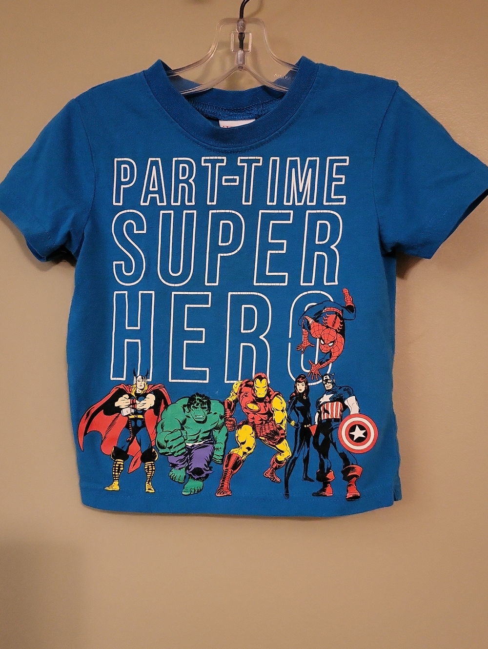Marvel blue 'Part-Time Super Hero' tee shirt
